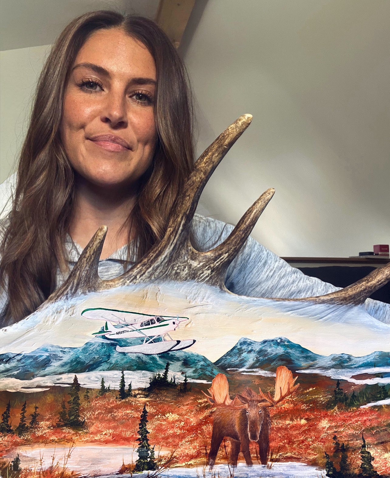 Custom Painted Moose Paddle