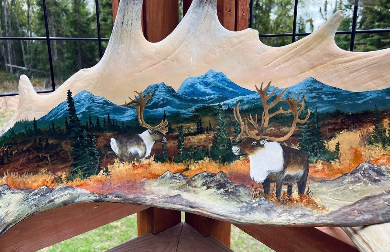 Custom Painted Moose Paddle