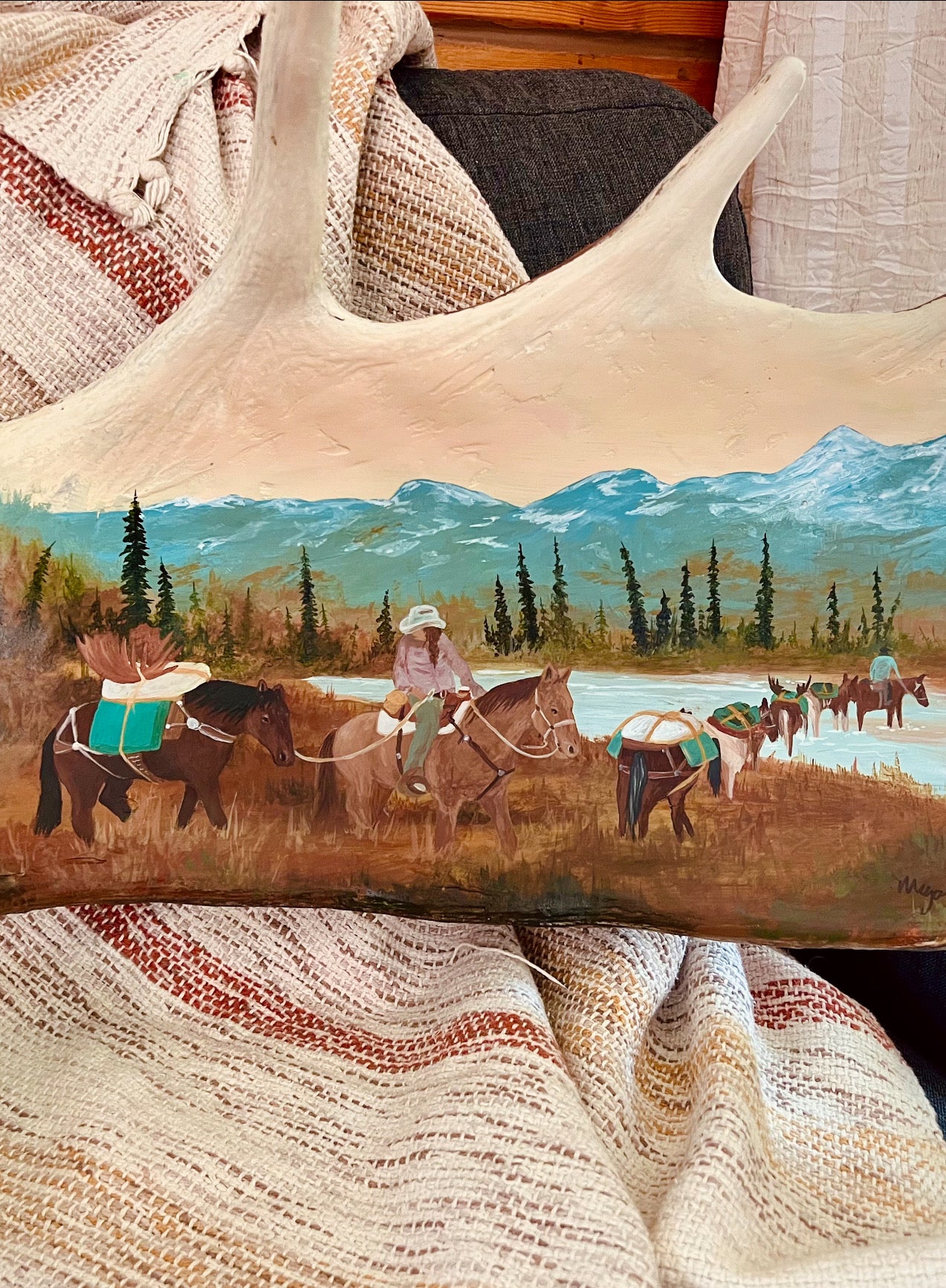 Custom Painted Moose Paddle