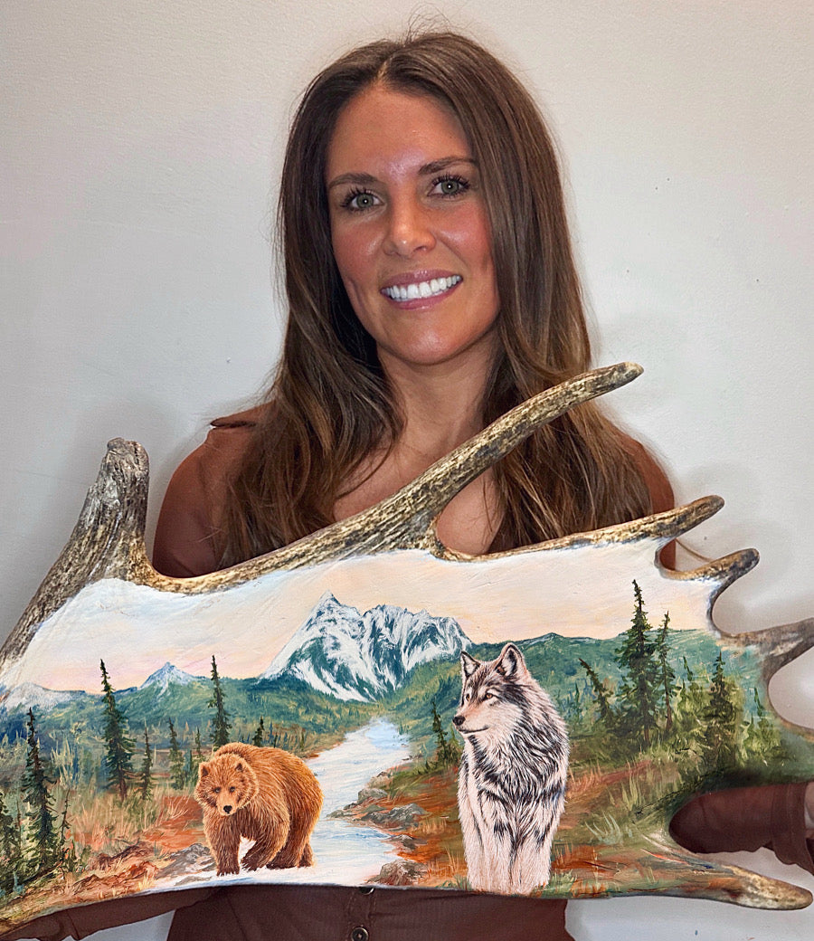 Custom Painted Moose Paddle