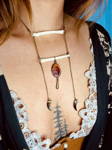 Red Mossy Agate Bone Choker