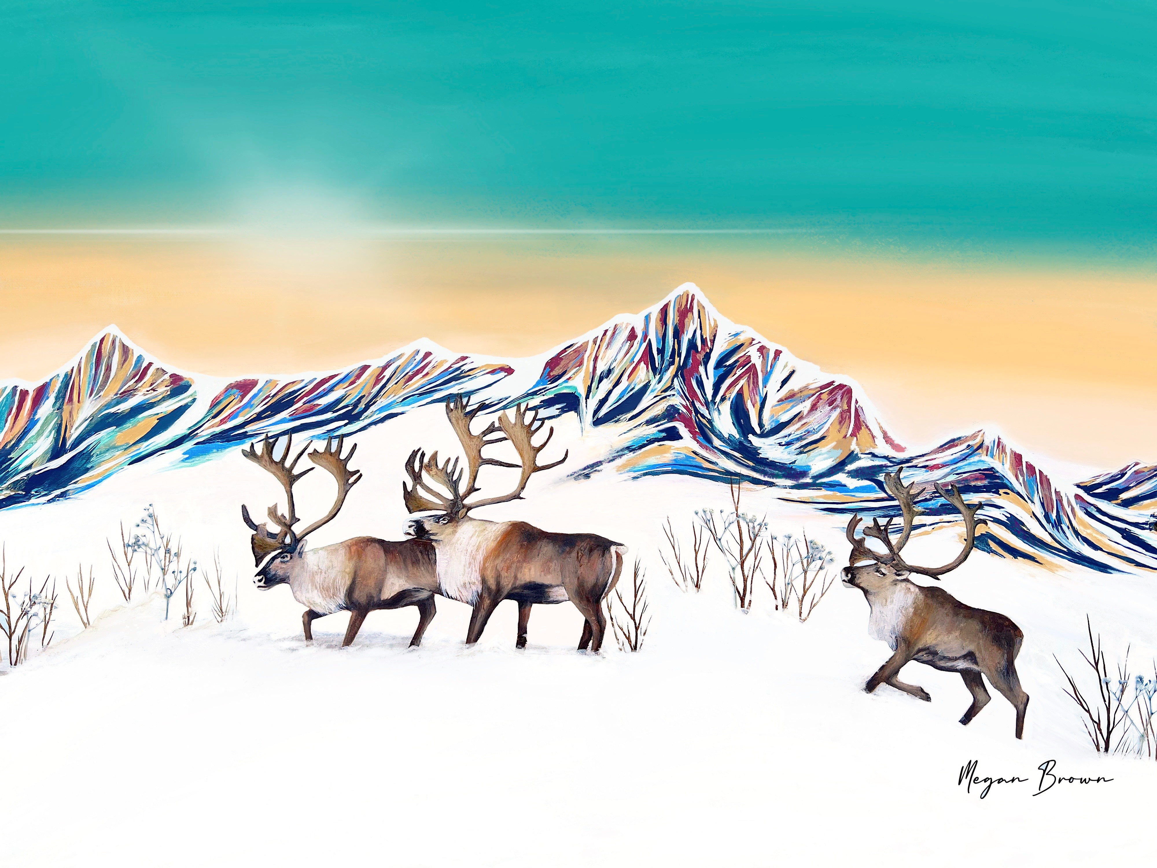 Christmas Caribou Print