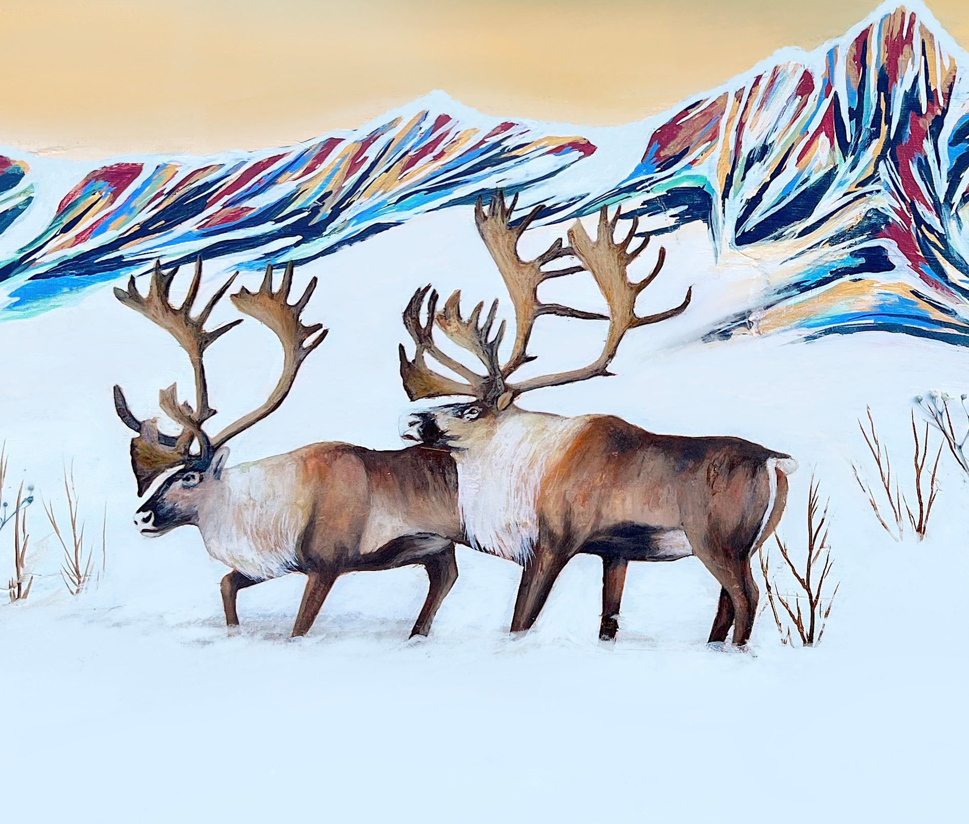 Christmas Caribou Print